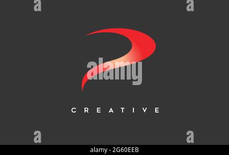 Letter P Icon Logo. Curved Creative Letter P Logo Design with Swoosh Style Design and Orange Color on Black Background Vector Illustration. Stock Vector