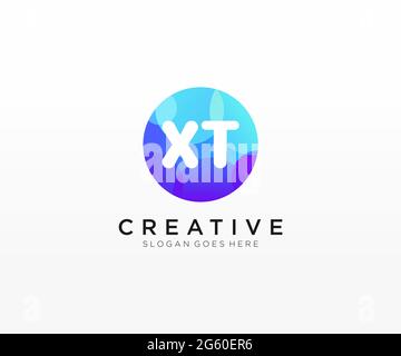 XT initial logo With Colorful Circle template Stock Vector