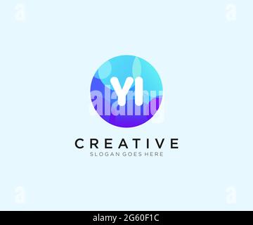 YI initial logo With Colorful Circle template Stock Vector