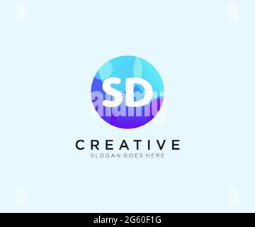 SD initial logo With Colorful Circle template Stock Vector
