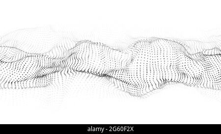 Vector abstract futuristic background. Big data visualization. Digital dynamic wave of particles. Stock Vector