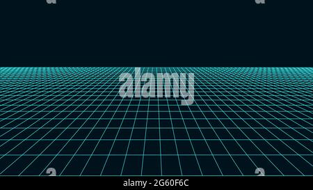 Abstract perspective grid. Wireframe landscape. Vector illustration. Stock Vector