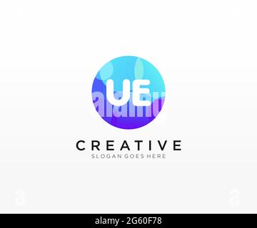 UE initial logo With Colorful Circle template Stock Vector