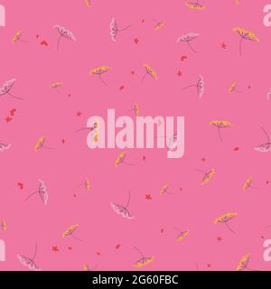 ditsy wildflowers seamless vector pattern on pink Stock Vector