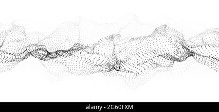Vector abstract futuristic background. Big data visualization. Digital dynamic wave of particles. Stock Vector