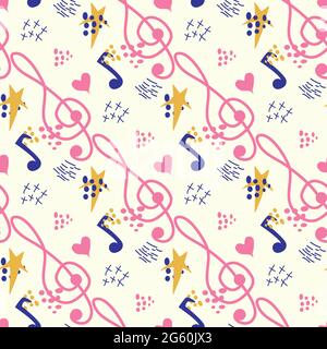 Classic musical patterns, with sheet music and treble clef, great designs for any purpose. Abstract retro texture. Sample badge Stock Vector
