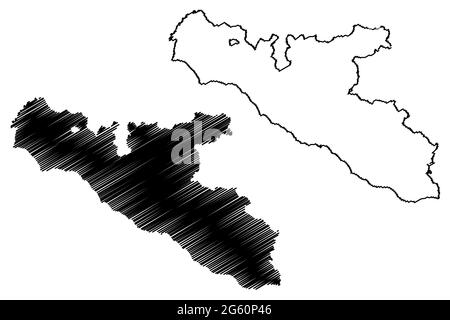 Free municipal consortium of Agrigento (Italy, Italian Republic, Sicily region) map vector illustration, scribble sketch Province of Agrigento map Stock Vector