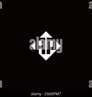 Monogram logo design with diamond square shape isolated on black background Stock Vector