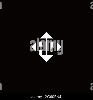 Monogram logo design with diamond square shape isolated on black background Stock Vector