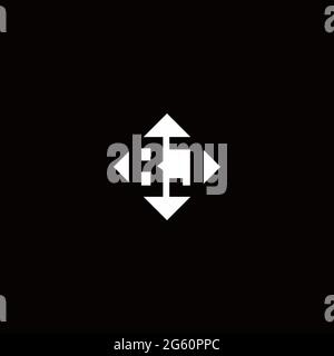 Monogram logo design with diamond square shape isolated on black background Stock Vector
