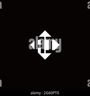 Monogram logo design with diamond square shape isolated on black background Stock Vector