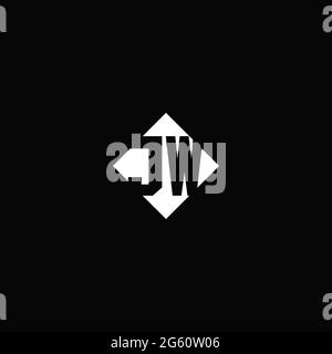 Monogram logo design with diamond square shape isolated on black background Stock Vector