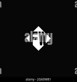 Monogram logo design with diamond square shape isolated on black background Stock Vector