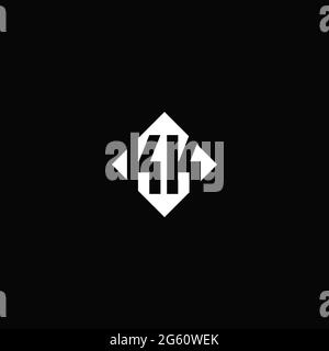 Monogram logo design with diamond square shape isolated on black background Stock Vector