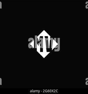 Monogram logo design with diamond square shape isolated on black background Stock Vector