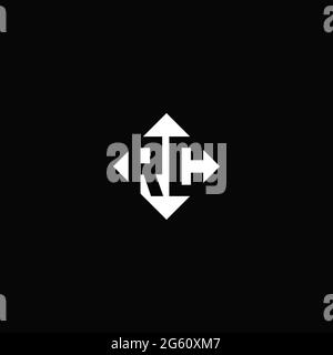 Monogram logo design with diamond square shape isolated on black background Stock Vector