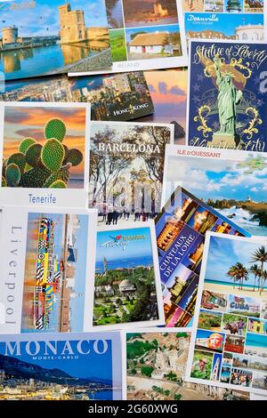 Set of travel postcards Stock Photo
