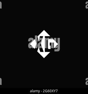 Monogram logo design with diamond square shape isolated on black background Stock Vector