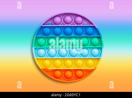Multi-colored popular silicone anti-stress toy pop it. Colorful anti stress sensory toy fidget push pop it. Stock Photo