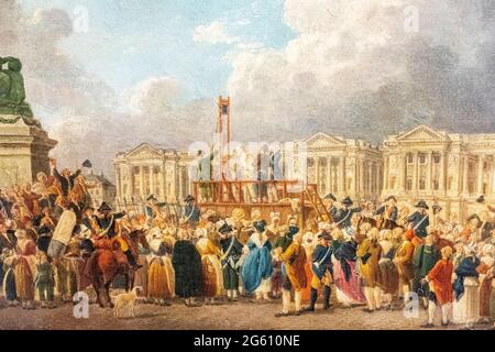 France, Paris, the Carnavalet museum, Une Execution Capitale, Place de la Révolution (now Place de la Concorde), by Pierre Antoine Demachy around 1793 Stock Photo