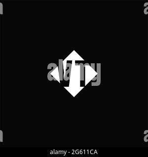 Monogram logo design with diamond square shape isolated on black background Stock Vector