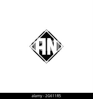 Monogram logo design with diamond square shape isolated on black colors and white background Stock Vector