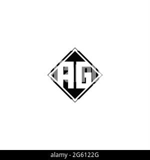 Monogram logo design with diamond square shape isolated on black colors and white background Stock Vector