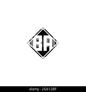 Monogram logo design with diamond square shape isolated on black colors and white background Stock Vector