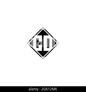Monogram logo design with diamond square shape isolated on black colors and white background Stock Vector