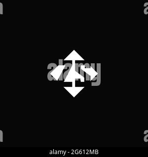 Monogram logo design with diamond square shape isolated on black background Stock Vector