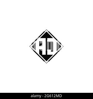 Monogram logo design with diamond square shape isolated on black colors and white background Stock Vector