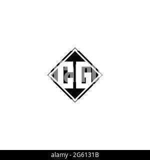 Monogram logo design with diamond square shape isolated on black colors and white background Stock Vector