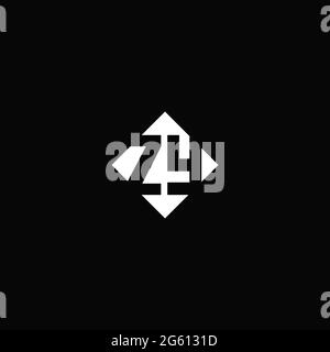 Monogram logo design with diamond square shape isolated on black background Stock Vector