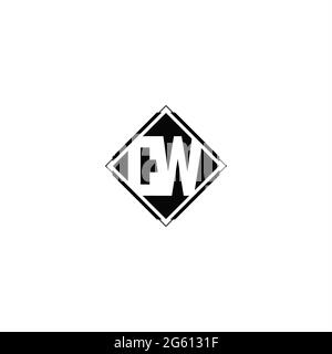 Monogram logo design with diamond square shape isolated on black colors and white background Stock Vector
