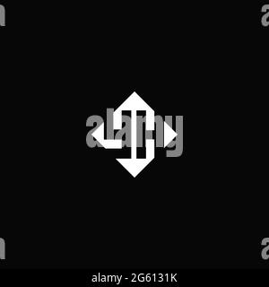 Monogram logo design with diamond square shape isolated on black background Stock Vector
