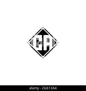 Monogram logo design with diamond square shape isolated on black colors and white background Stock Vector