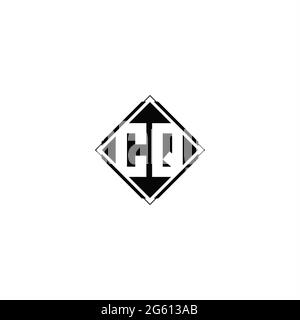 Monogram logo design with diamond square shape isolated on black colors and white background Stock Vector
