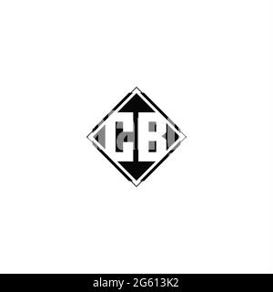 Monogram logo design with diamond square shape isolated on black colors and white background Stock Vector