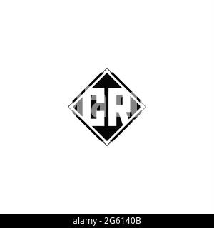 Monogram logo design with diamond square shape isolated on black colors and white background Stock Vector