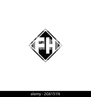 Monogram logo design with diamond square shape isolated on black colors and white background Stock Vector