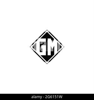 Monogram logo design with diamond square shape isolated on black colors and white background Stock Vector
