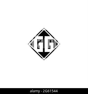 Monogram logo design with diamond square shape isolated on black colors and white background Stock Vector
