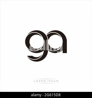 GA G A Letter Logo Design with Swoosh and Black Brush Stroke. Modern ...
