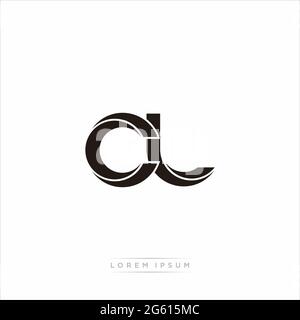 Initial Letter Split Lowercase Modern Monogram linked outline rounded logo isolated on white background Stock Vector