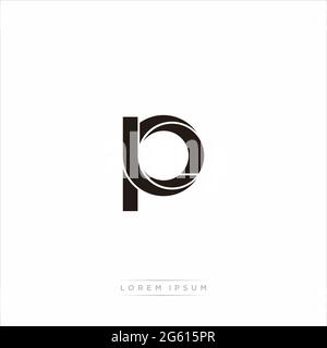 Initial Letter Split Lowercase Modern Monogram linked outline rounded logo isolated on white background Stock Vector