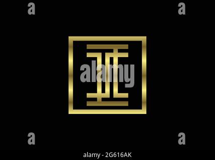 Golden Capital Lines Letter I. Creative Line Letters Design, Graphic Alphabet Symbol For Logo, Poster, Invitation. Vector Stock Vector