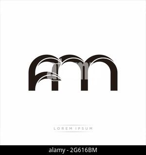 Initial Letter Split Lowercase Modern Monogram linked outline rounded logo isolated on white background Stock Vector