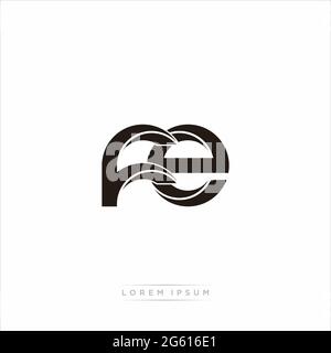 Initial Letter Split Lowercase Modern Monogram linked outline rounded logo isolated on white background Stock Vector