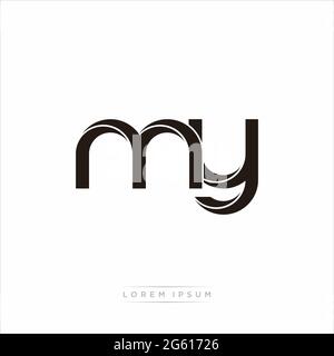 Initial Letter Split Lowercase Modern Monogram linked outline rounded logo isolated on white background Stock Vector