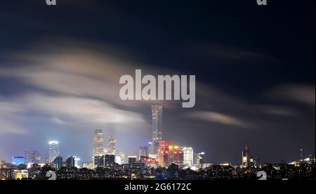 beautiful skyline at night in beijing city Stock Photo